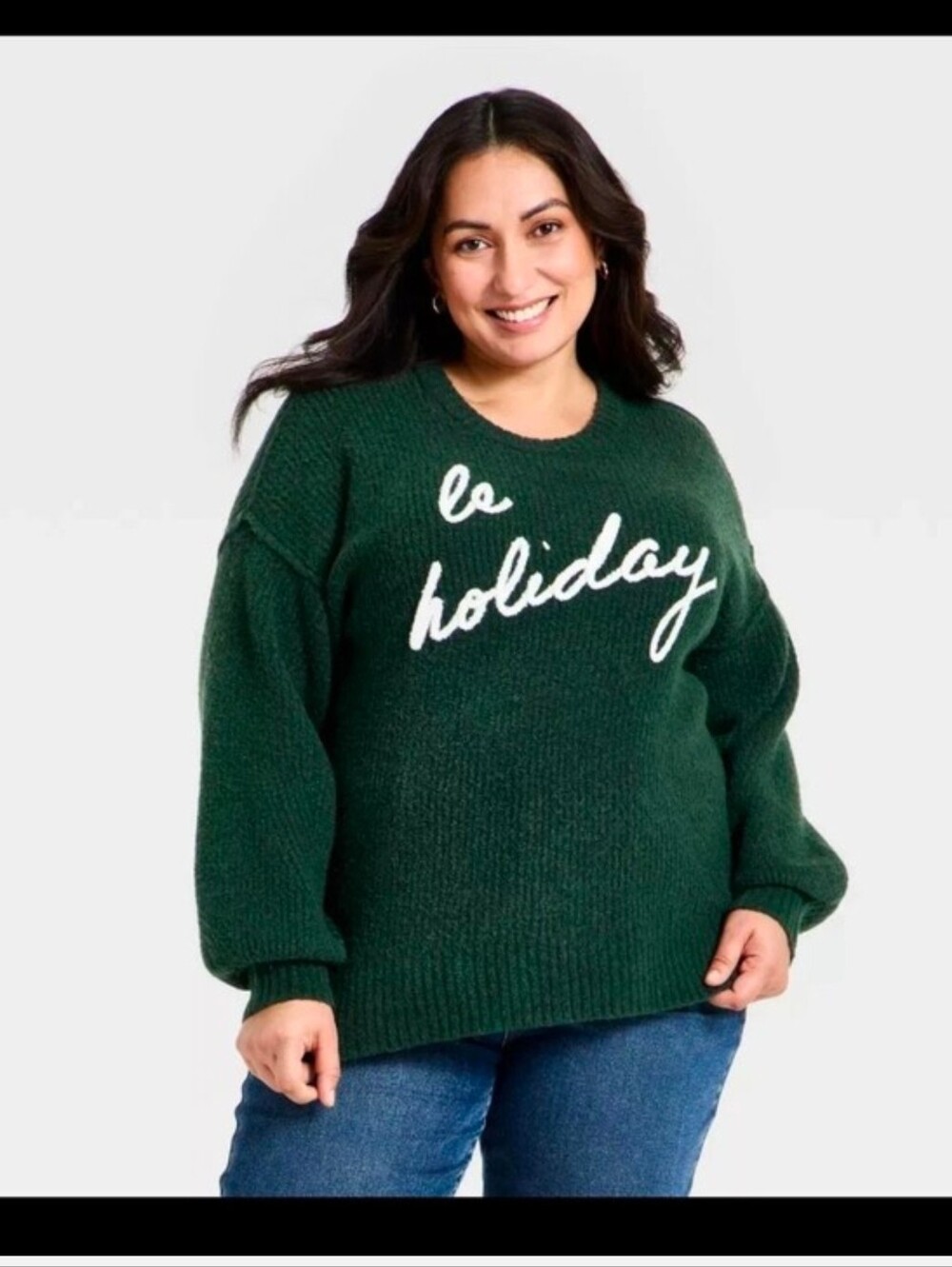 Ava & Viv Women's Holiday Sweater Green Length Size 1X